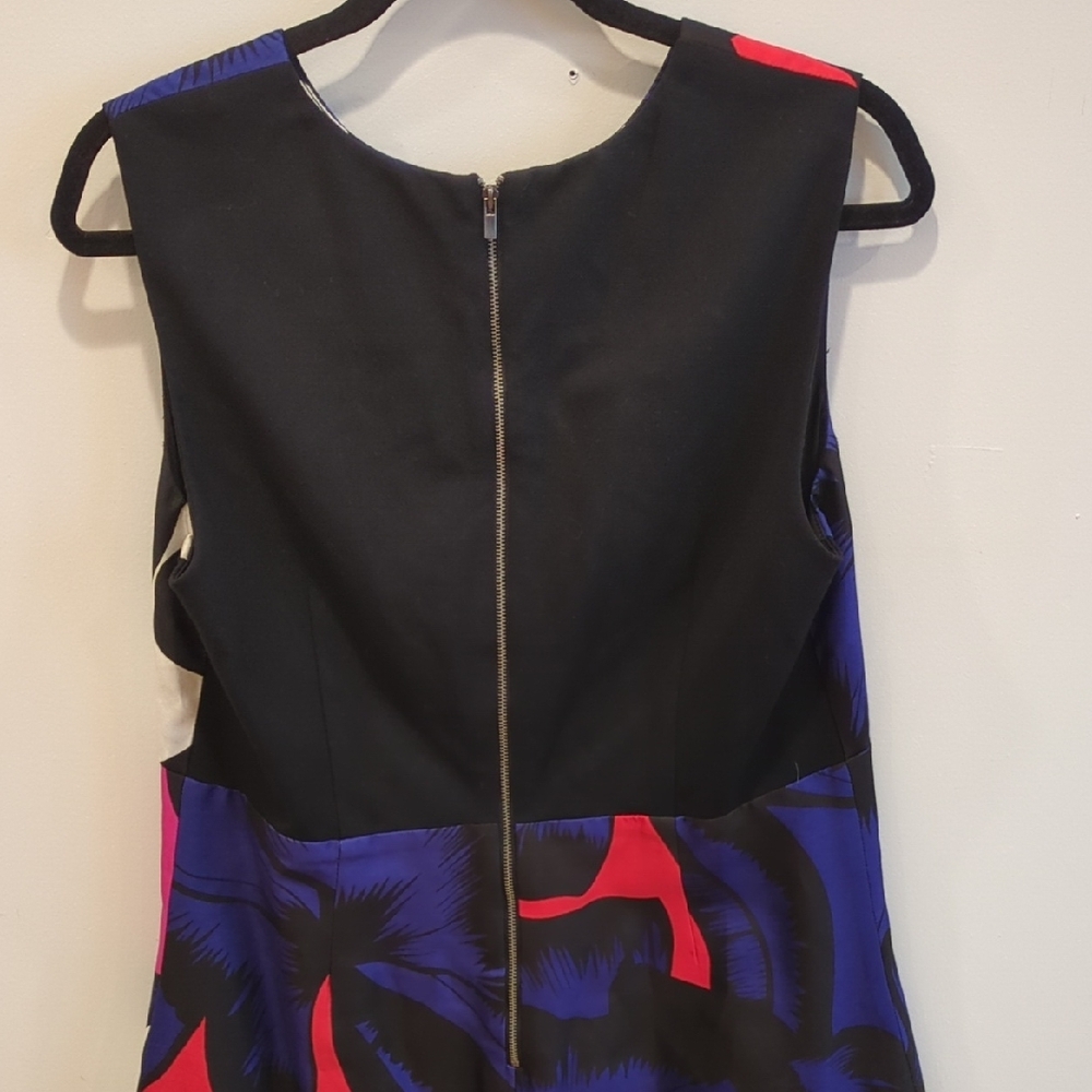 Diane Von Furstenberg Cocktail Blue Magenta Art Deco Y2K Mini Dress Size 6 - Picture 6 of 6